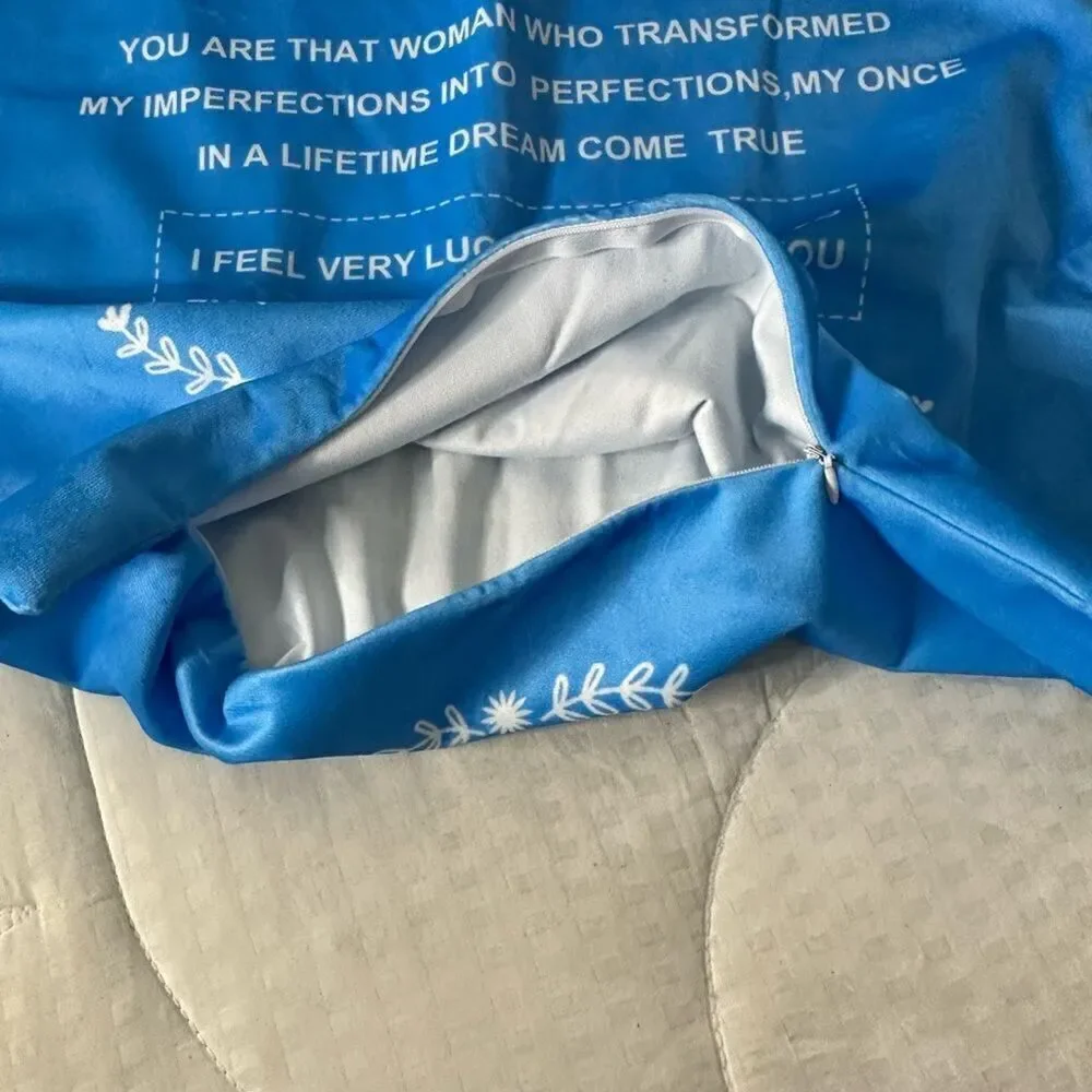 NWT Square Sofa Pillow Cover Blue To My Wife Blue